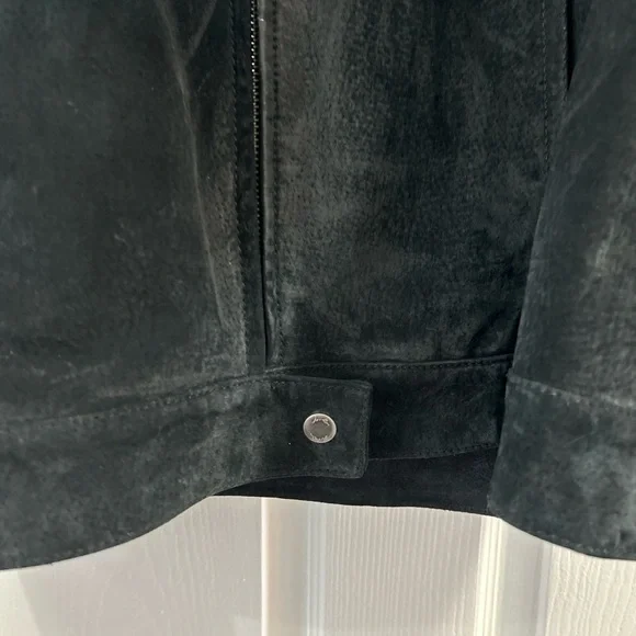 I.E.Relaxed Size XL Black Suede Leather Riding Jacket Coat - Picture 3 of 8